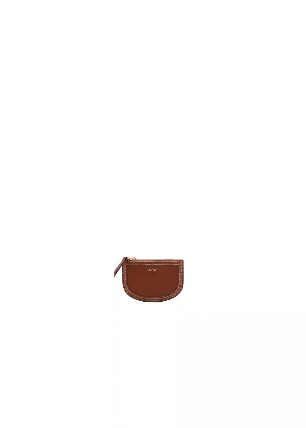 Brown Mini Oval Leather Effect Card Holder, 0201_CU, large image number 3