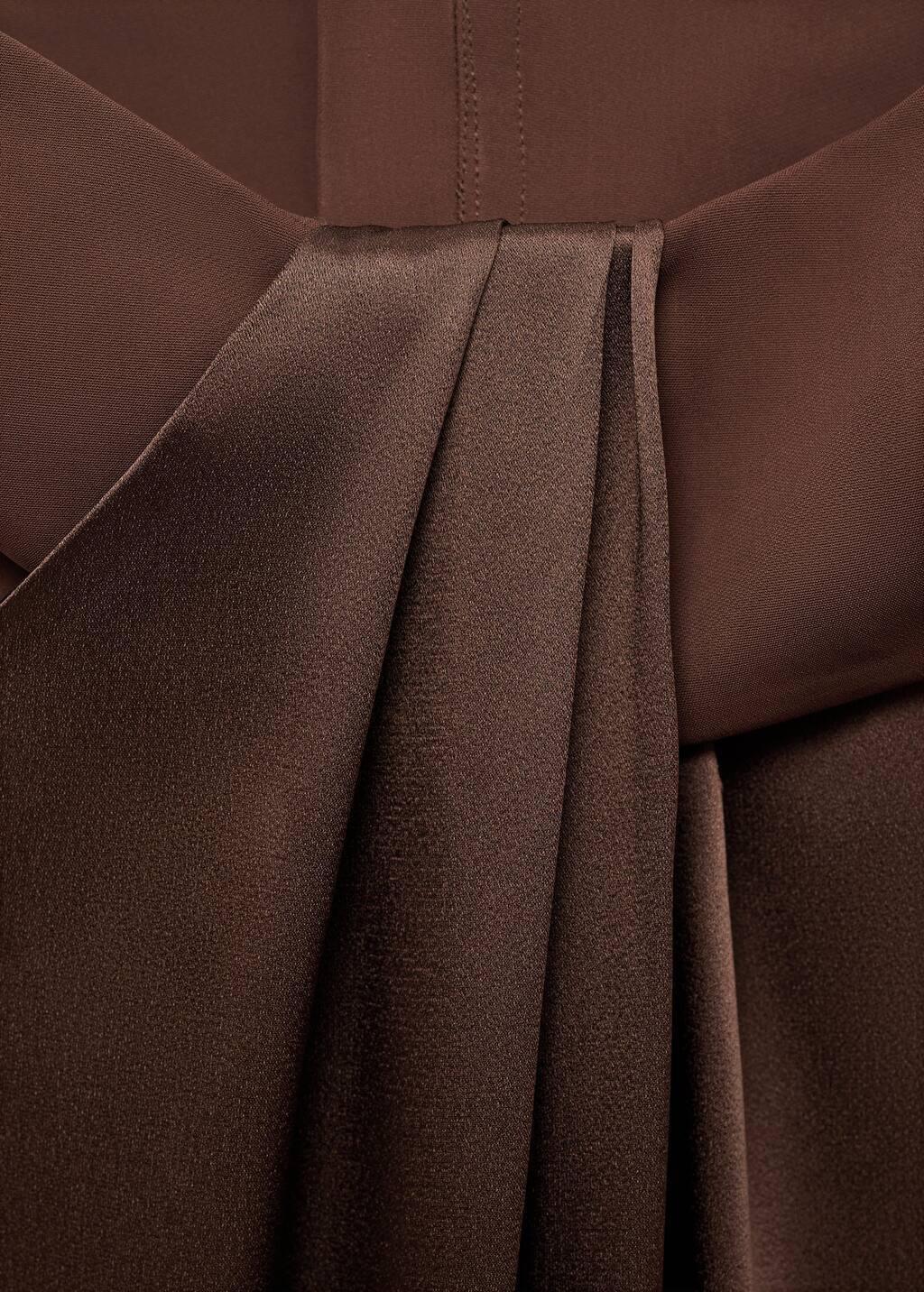 BROWN Satin dress with side slits, , large image number 7