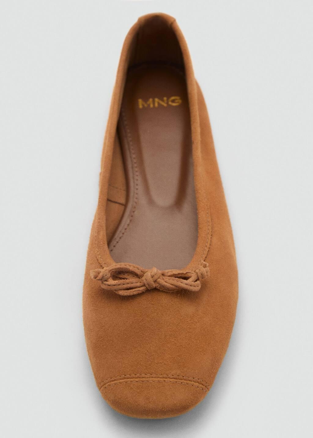Brown Bow Suede Ballerina, , large image number 4