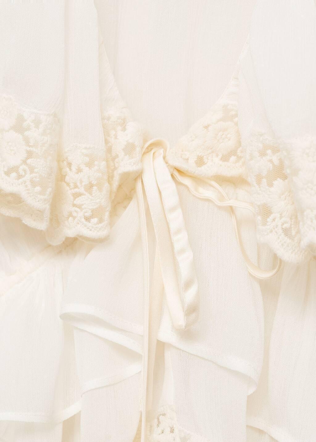 Beige Lace Details Ruffle Blouse, , large image number 4
