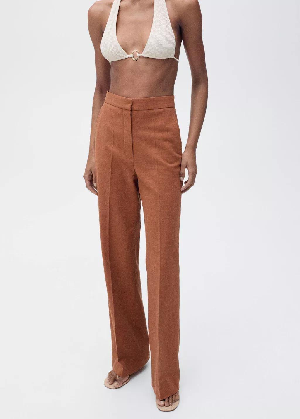 Brown Plain Formal Trousers, , large image number 3