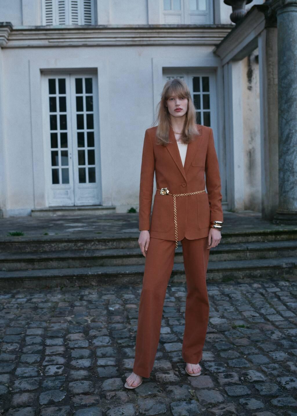 Brown Plain Formal Trousers, , large image number 7