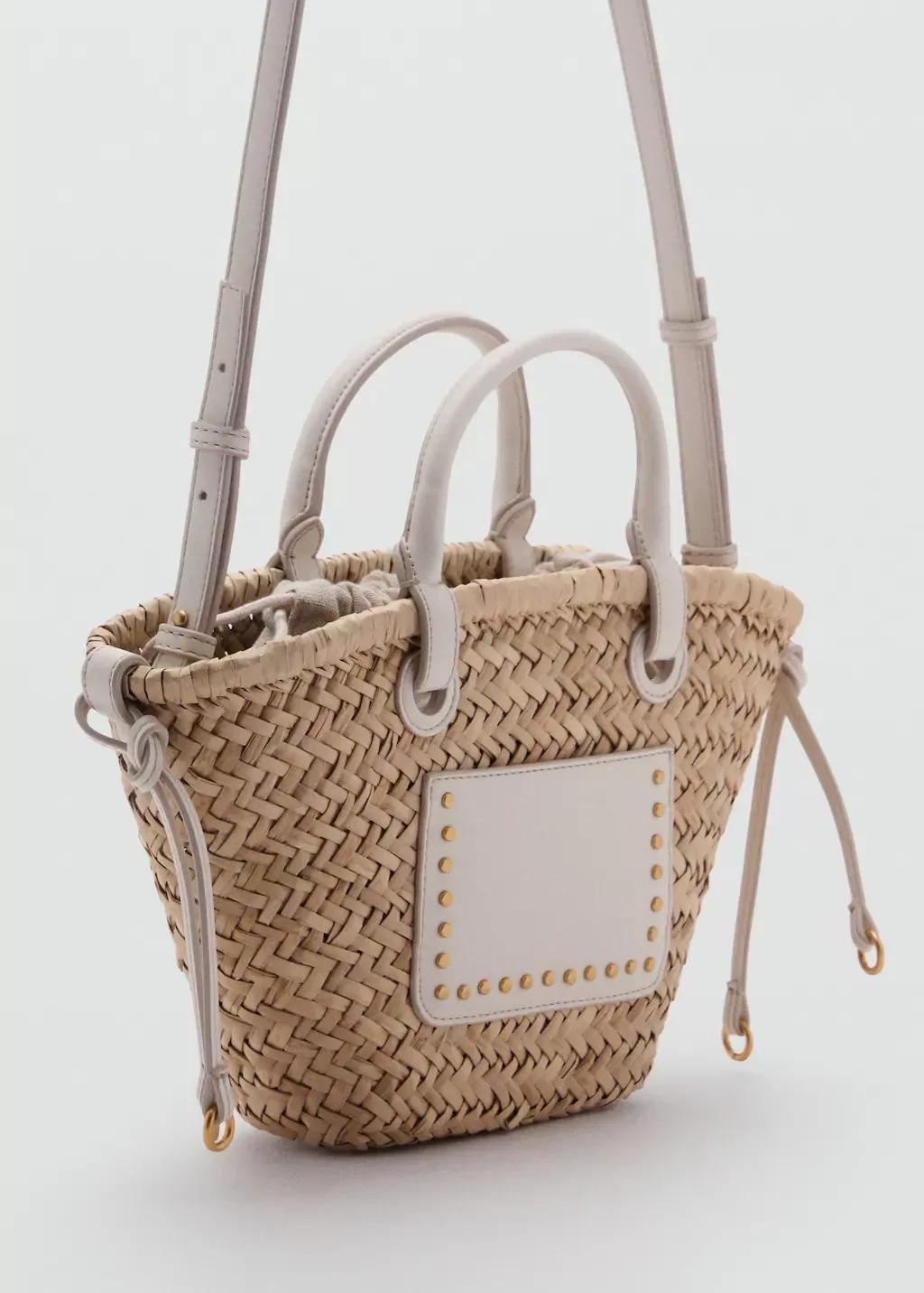White Small Double Handle Natural Fiber Basket, Natural White, large image number 0