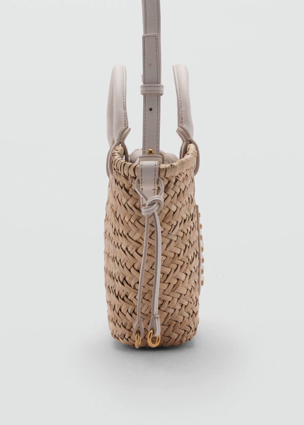White Small Double Handle Natural Fiber Basket, Natural White, large image number 1
