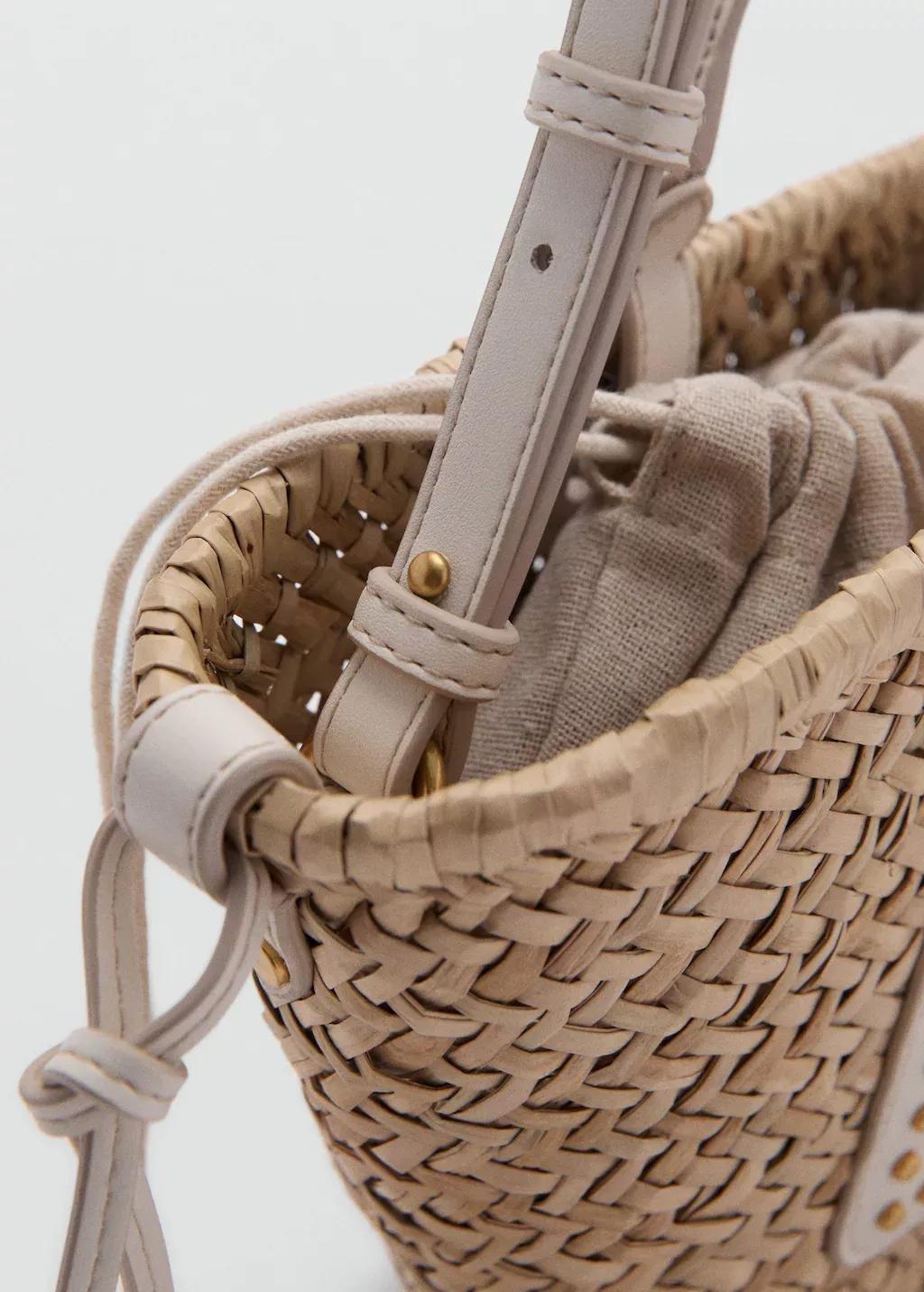 White Small Double Handle Natural Fiber Basket, Natural White, large image number 2
