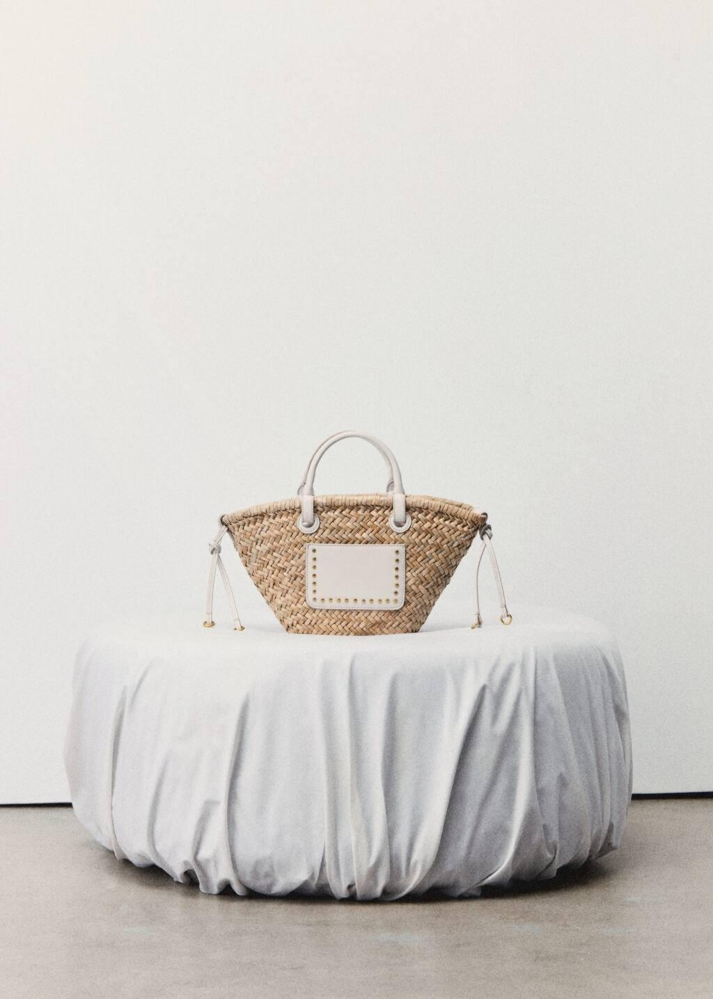 White Small Double Handle Natural Fiber Basket, Natural White, large image number 3