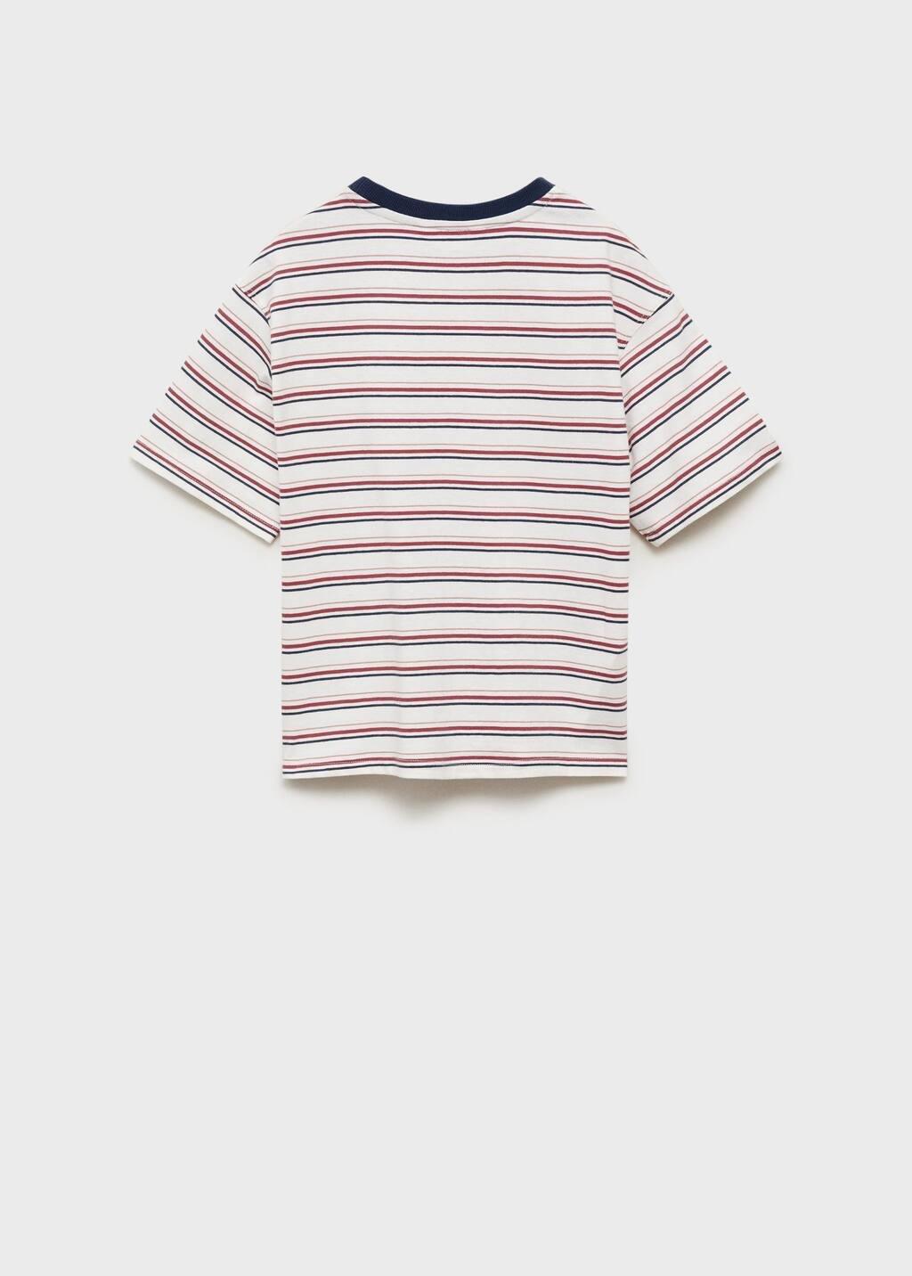White Striped Cotton T-Shirt, Kids Boy, , large image number 2