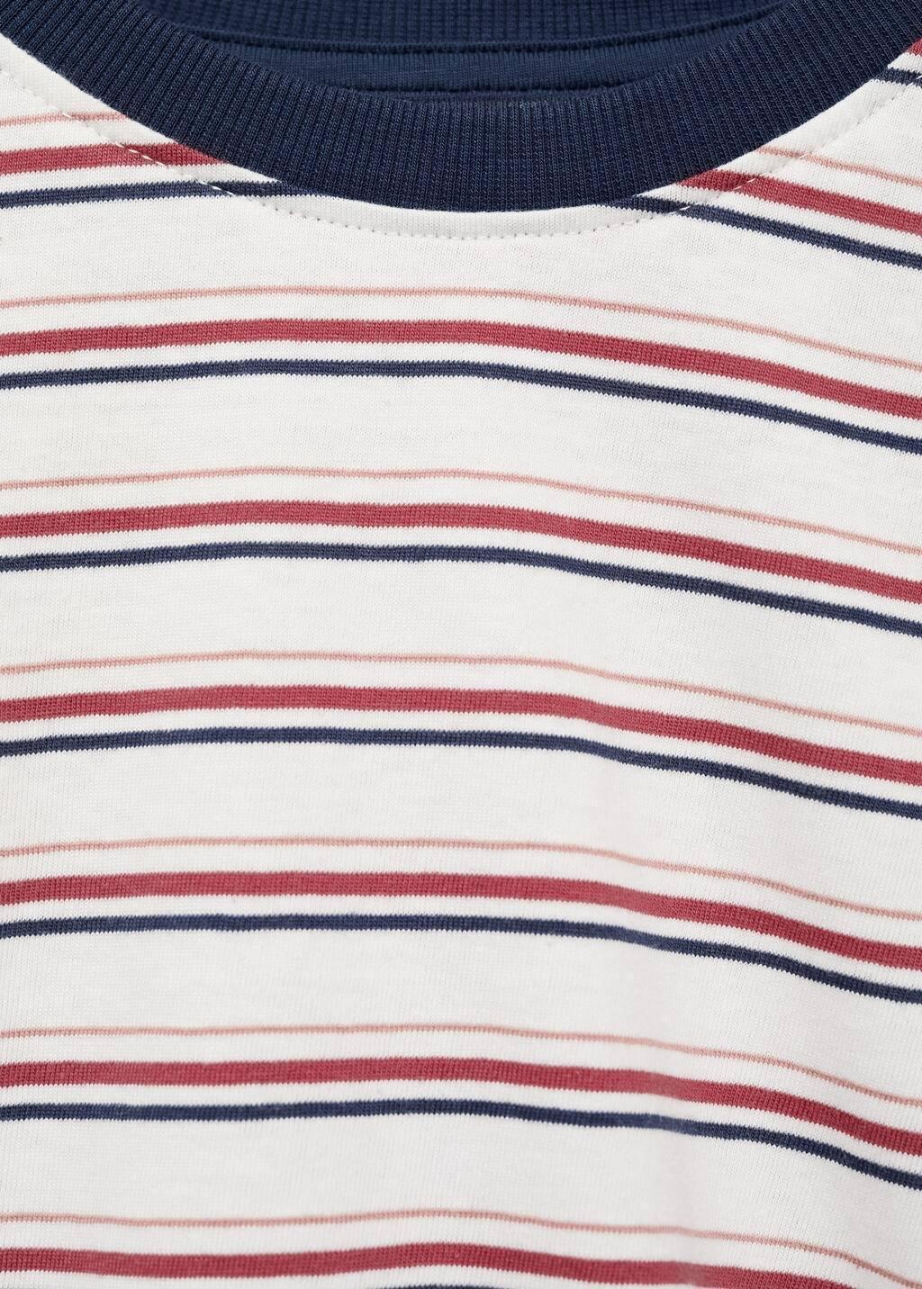 White Striped Cotton T-Shirt, Kids Boy, , large image number 6