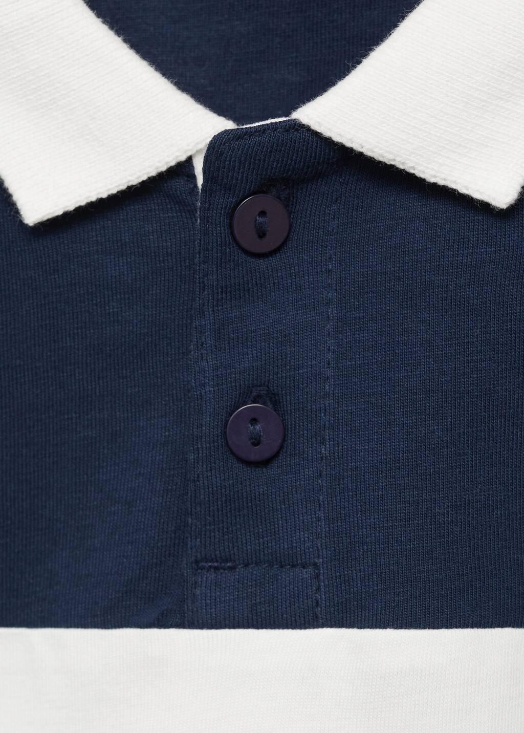 Navy Striped Cotton Polo Shirt, Baby Boy, , large image number 1