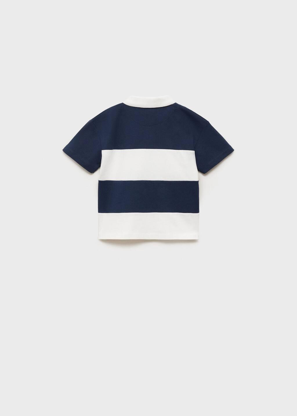 Navy Striped Cotton Polo Shirt, Baby Boy, , large image number 2