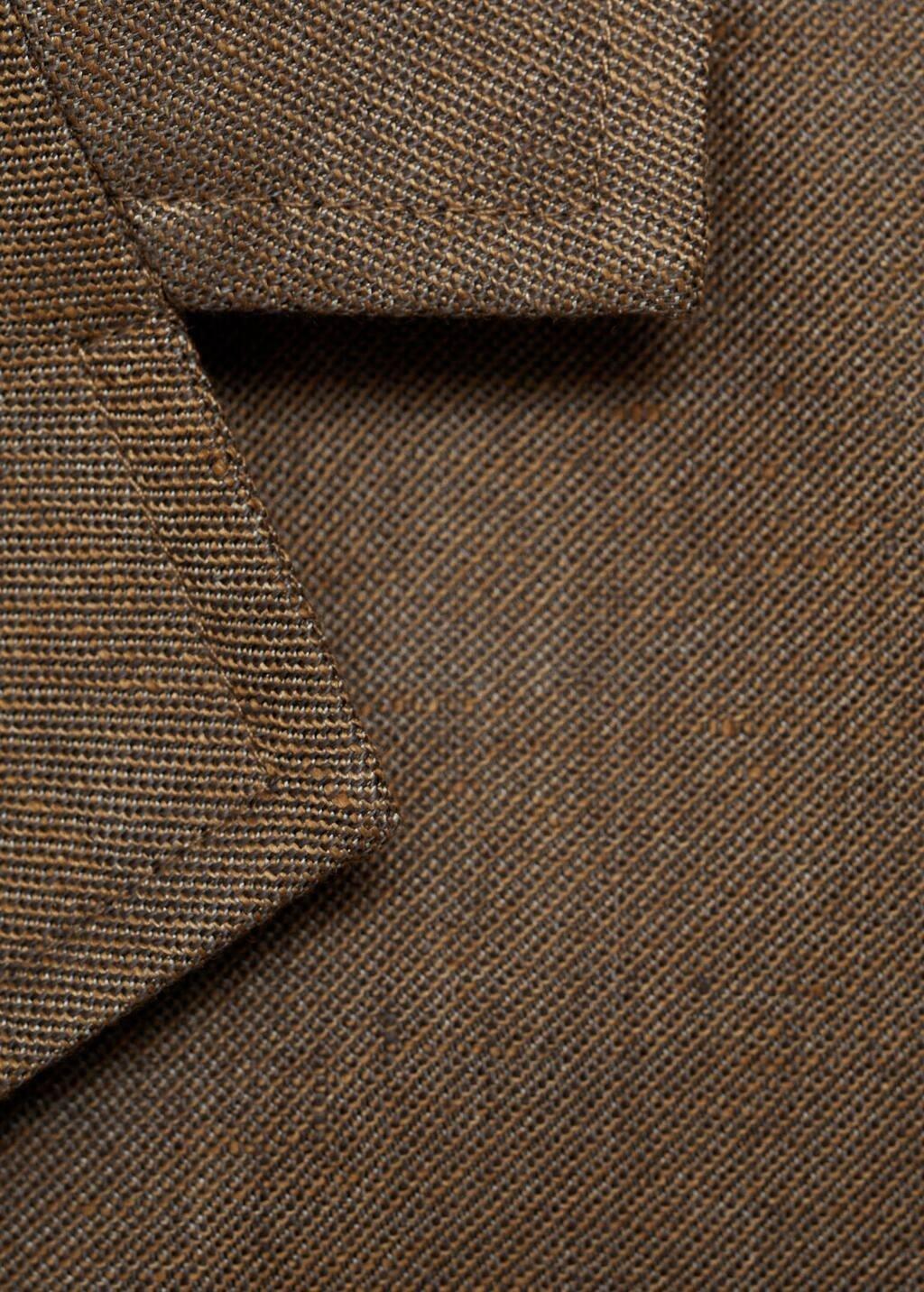 Brown Linen-Blend Cropped Jacket, , large image number 2