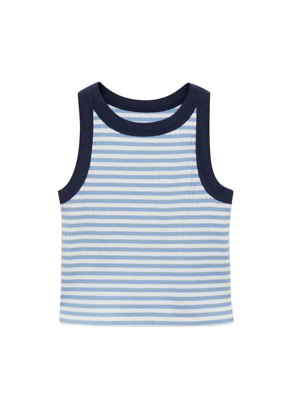 MEDIUM BLUE Striped cotton-blend top, Kids Girl, , large image number 3