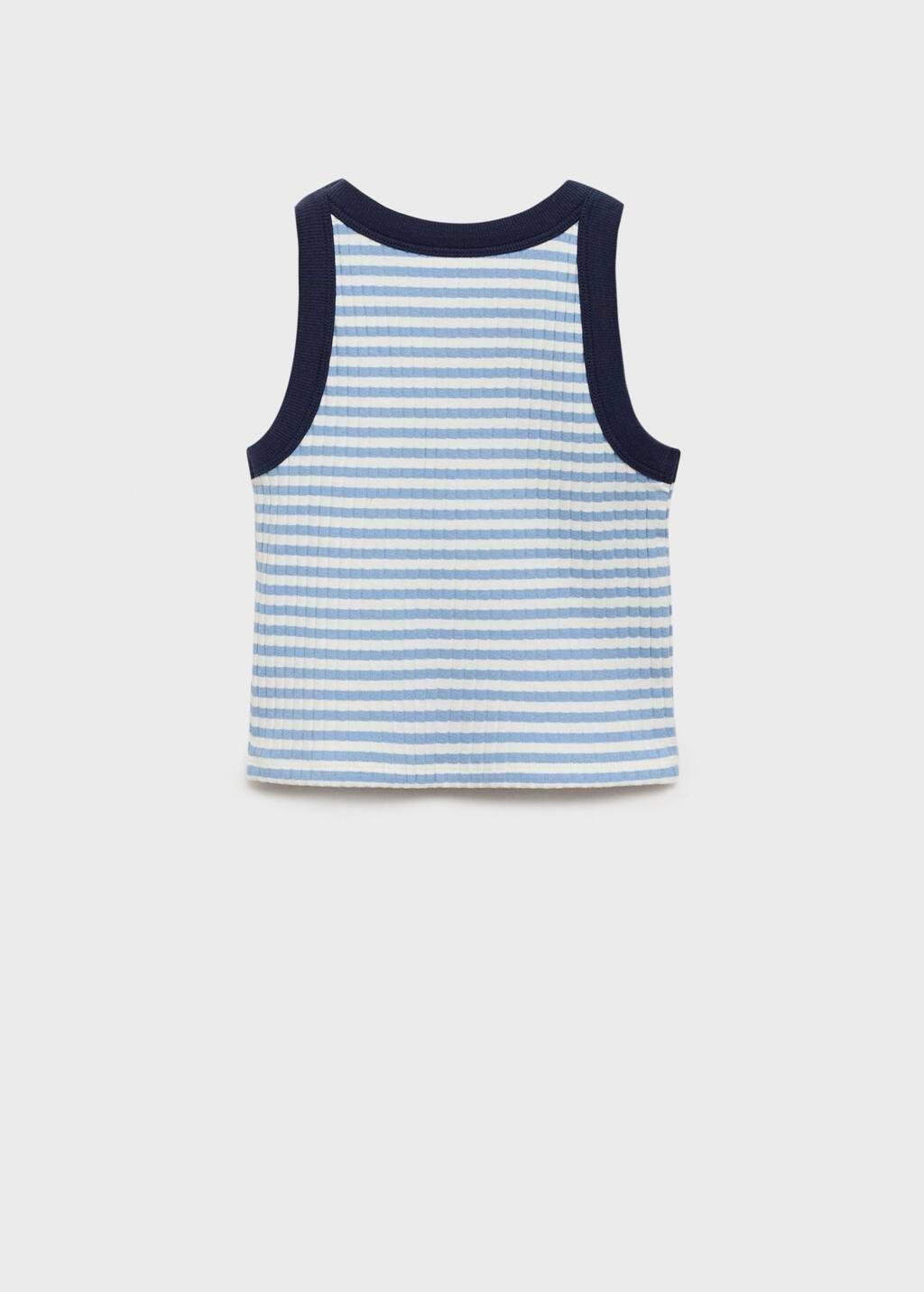 MEDIUM BLUE Striped cotton-blend top, Kids Girl, , large image number 4