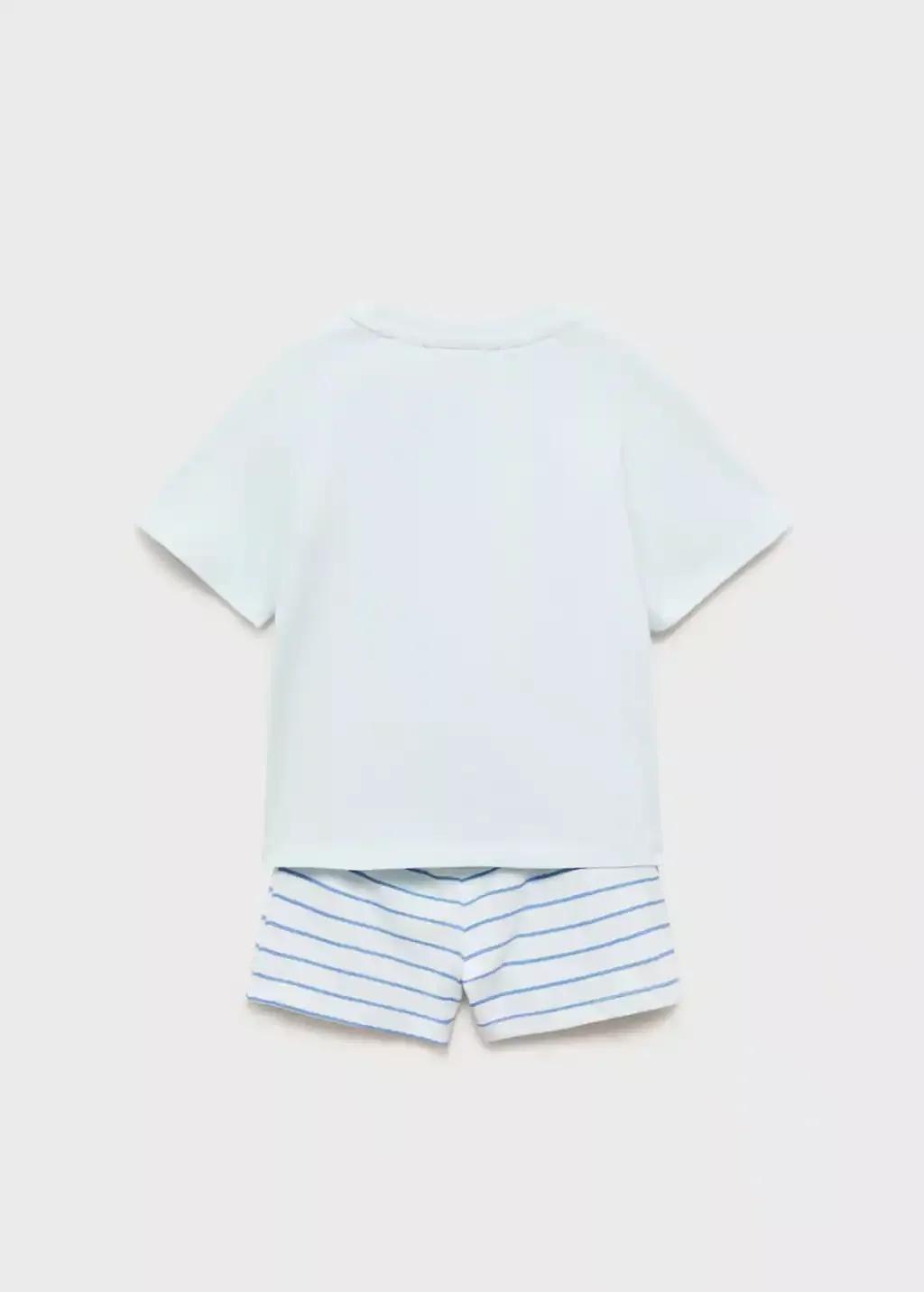Turquoise Snoopy Short Pyjamas, Baby Boy, , large image number 1