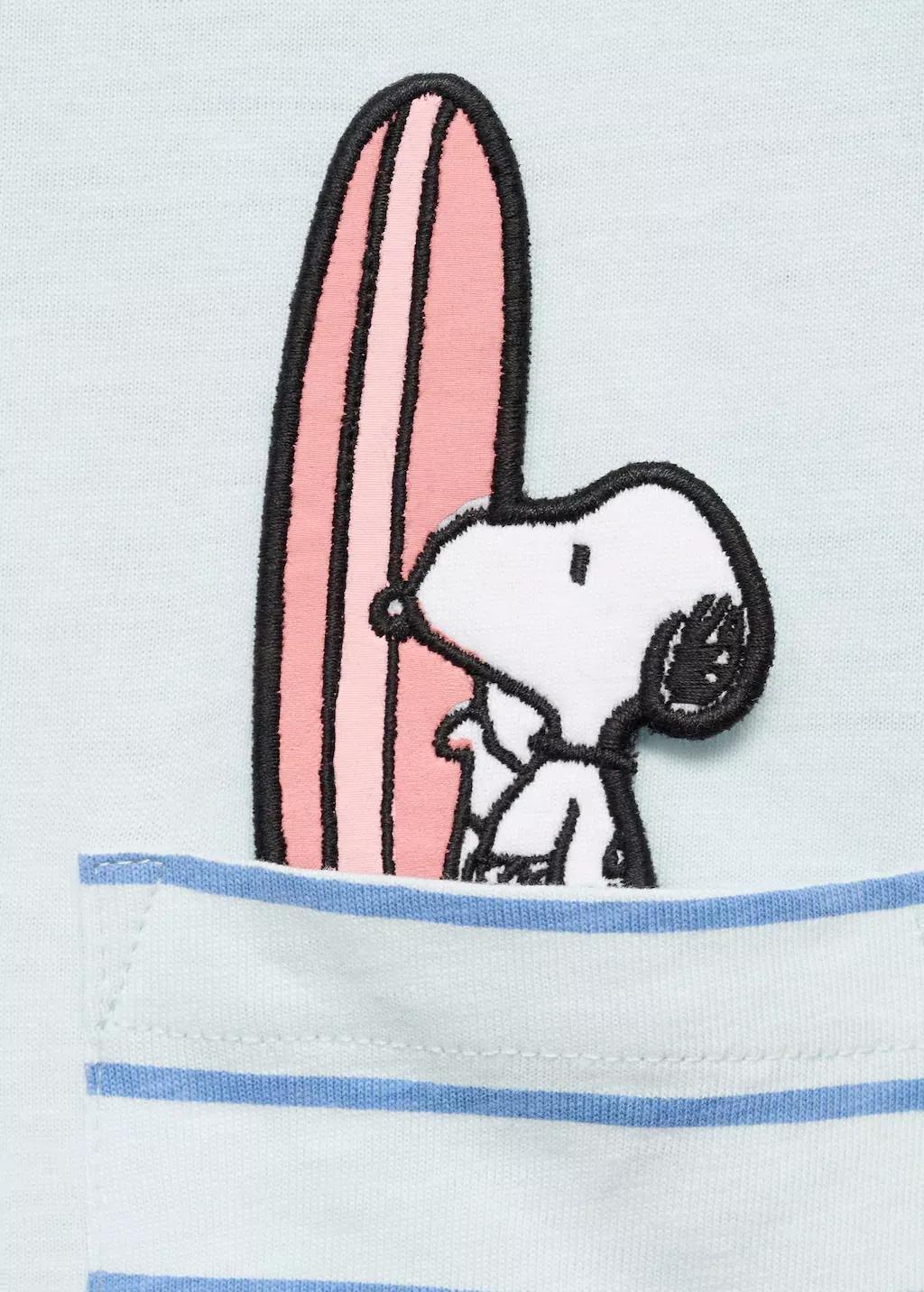 Turquoise Snoopy Short Pyjamas, Baby Boy, , large image number 2