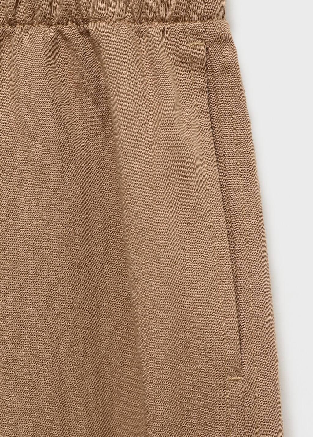 Brown Straight Lyocell Texture Pants, , large image number 6