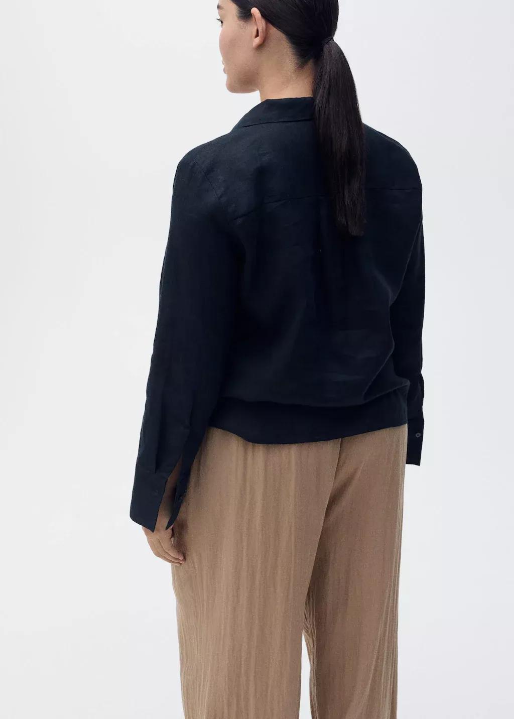 Brown Straight Lyocell Texture Pants, , large image number 7