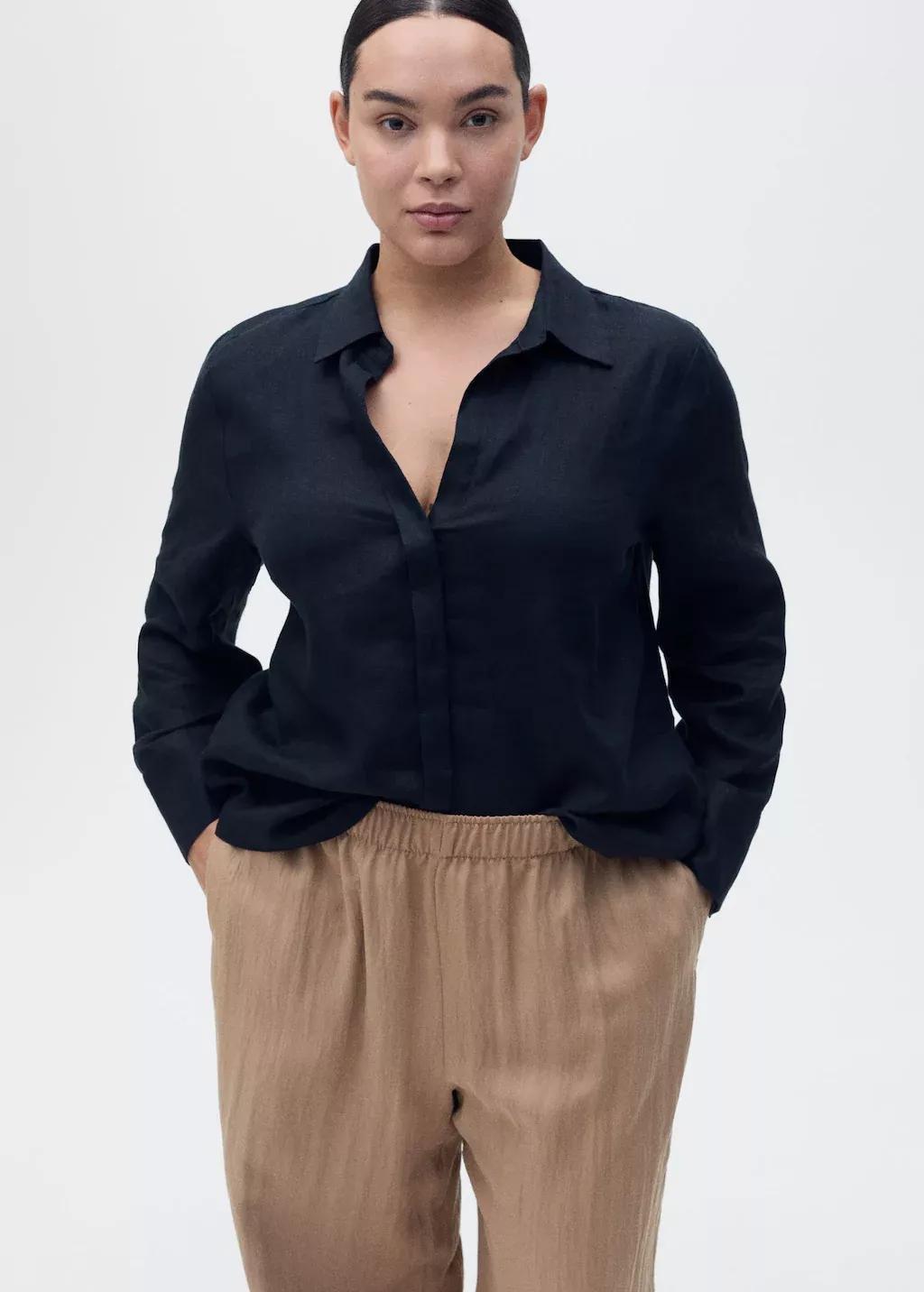 Brown Straight Lyocell Texture Pants, , large image number 9