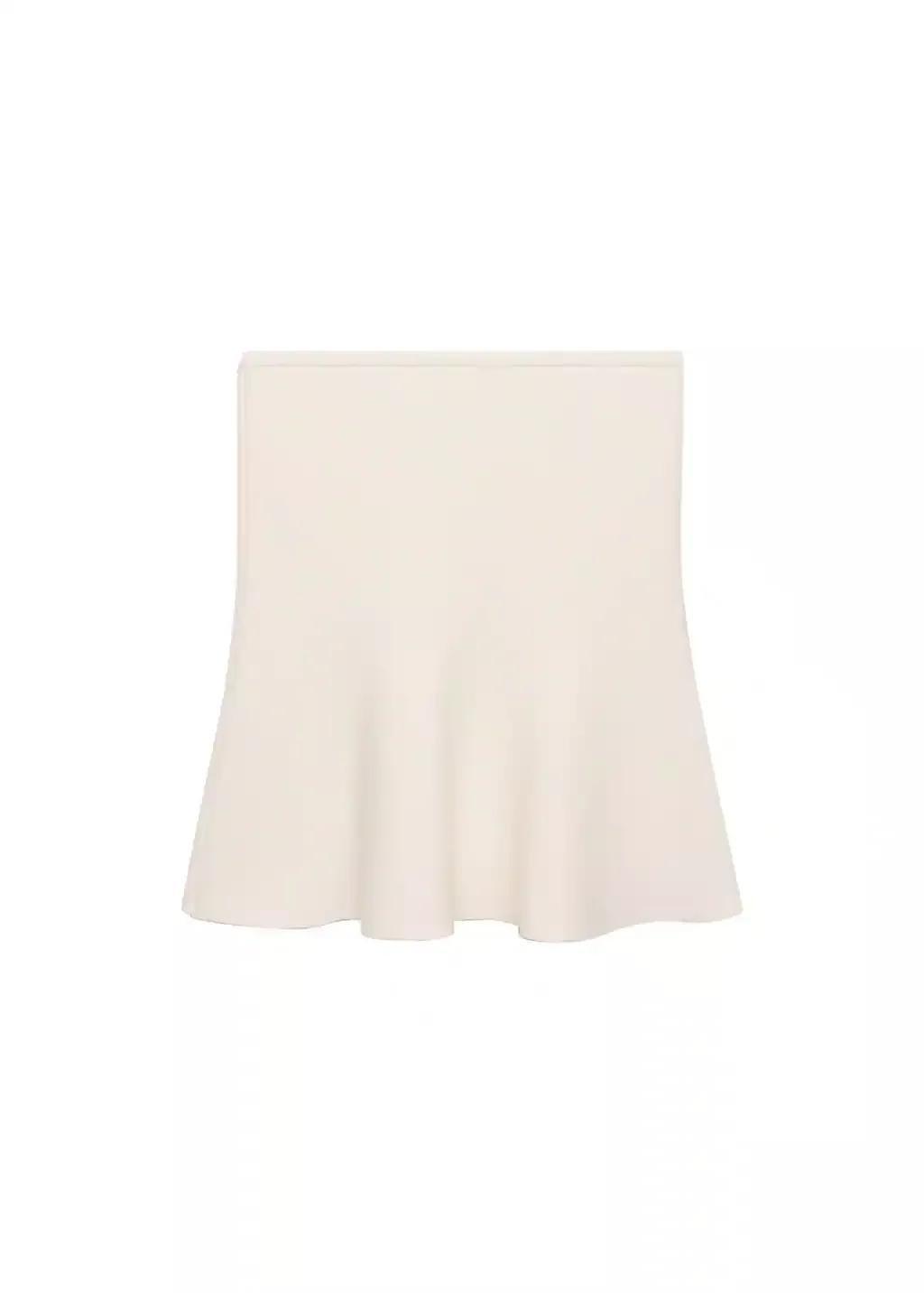 Beige Plain Knit Cropped Top, , large image number 3