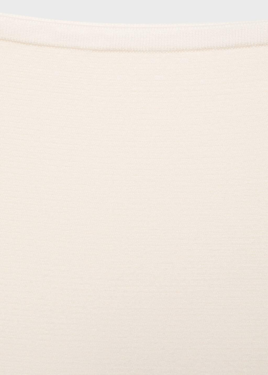 Beige Plain Knit Cropped Top, , large image number 4