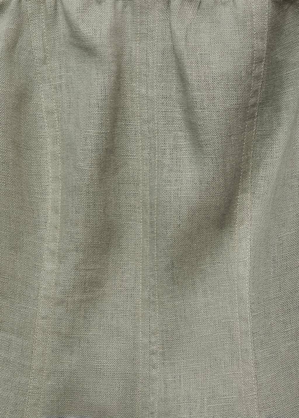 Green Puffed-Sleeve Linen Dress, , large image number 3