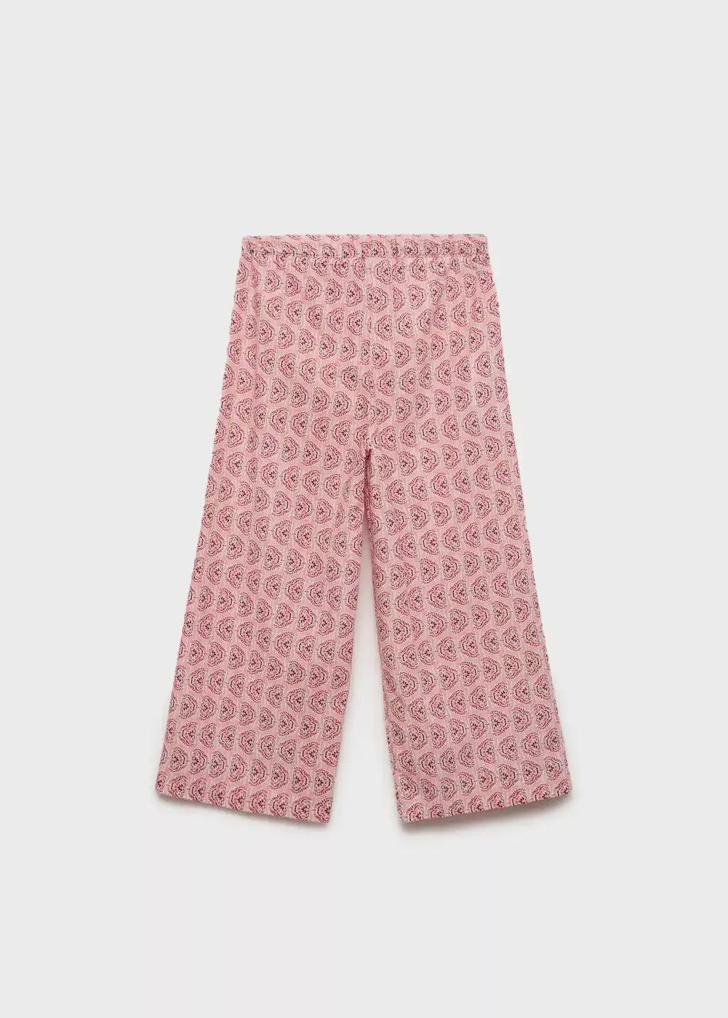 Pink Printed Cotton Trousers, Kids Girl, , large image number 2