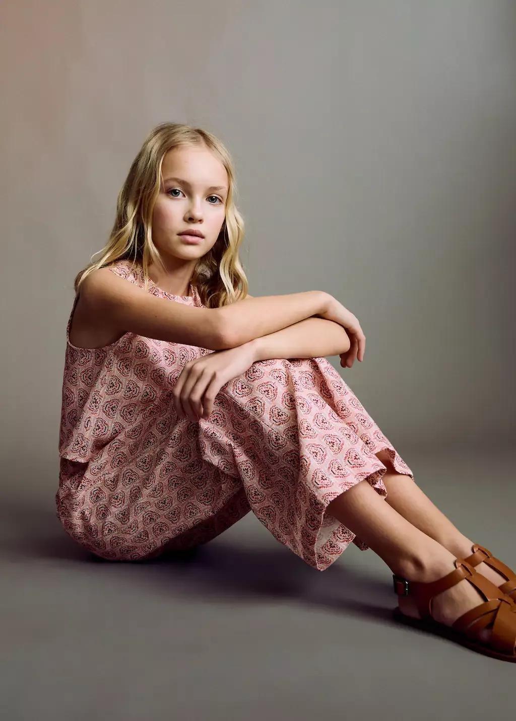 Pink Printed Cotton Trousers, Kids Girl, , large image number 3