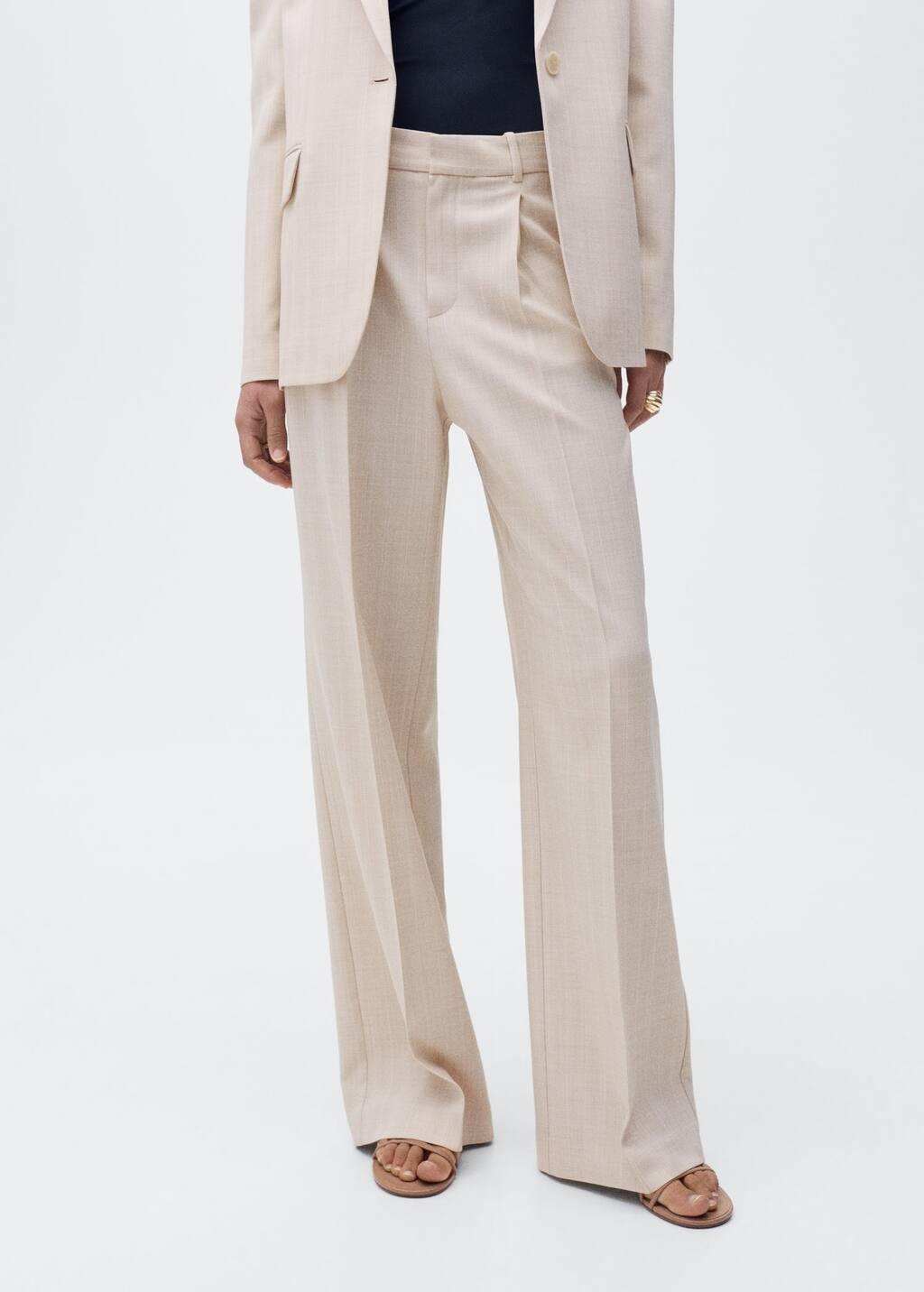 Pink Lt Pastel Straight-Fit Suit Trousers, , large image number 1