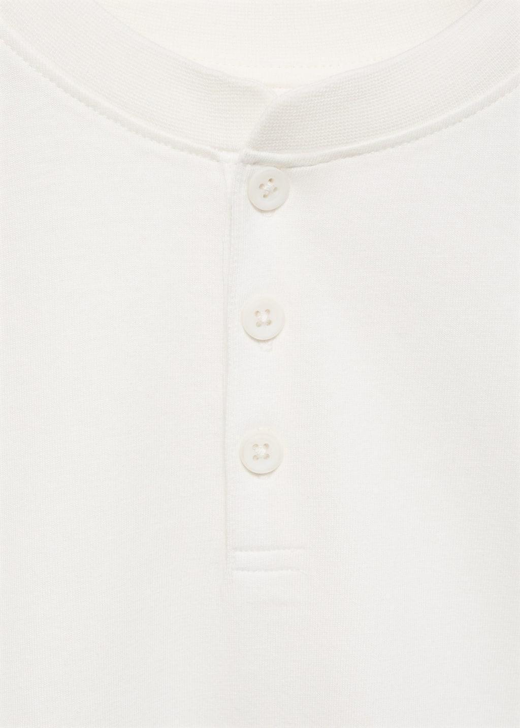 White Buttoned Cotton T-Shirt, Kids Boy, , large image number 2