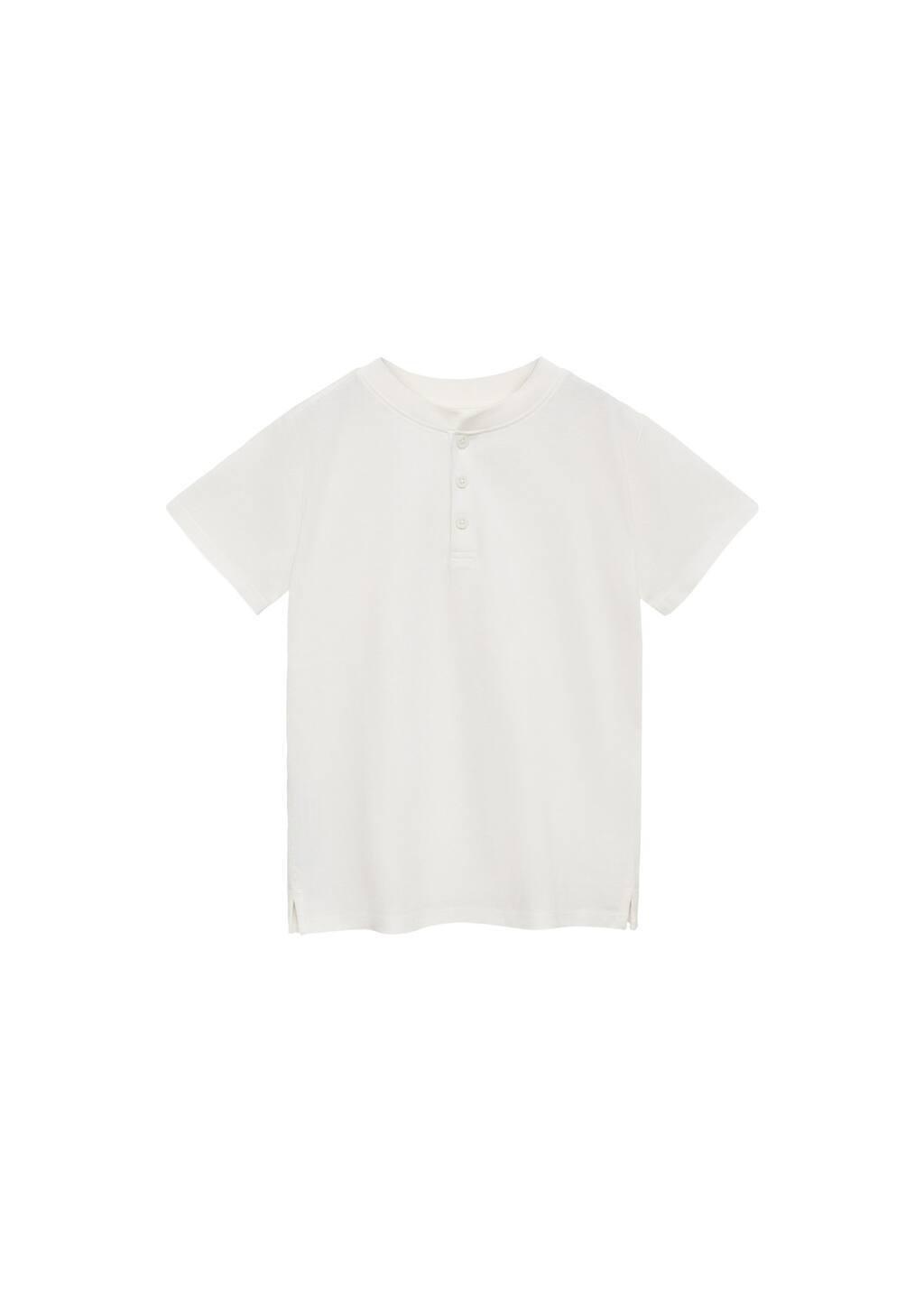White Buttoned Cotton T-Shirt, Kids Boy, , large image number 3