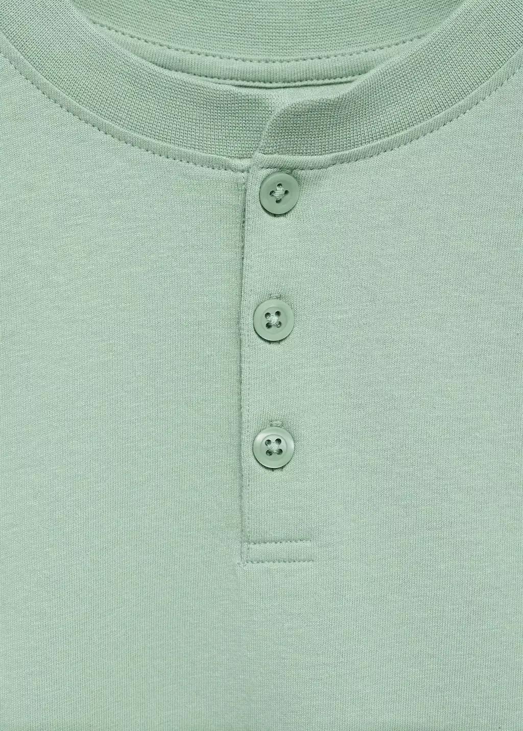 Green Buttoned Cotton T-Shirt, Kids Boy, , large image number 2