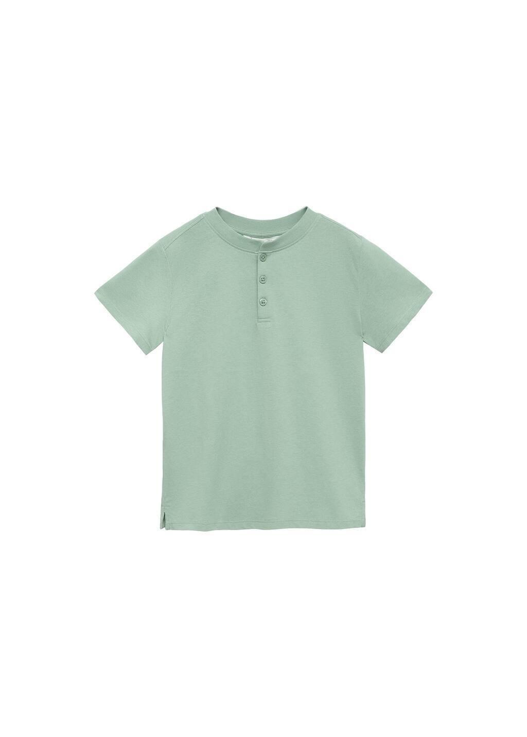 Green Buttoned Cotton T-Shirt, Kids Boy, , large image number 3