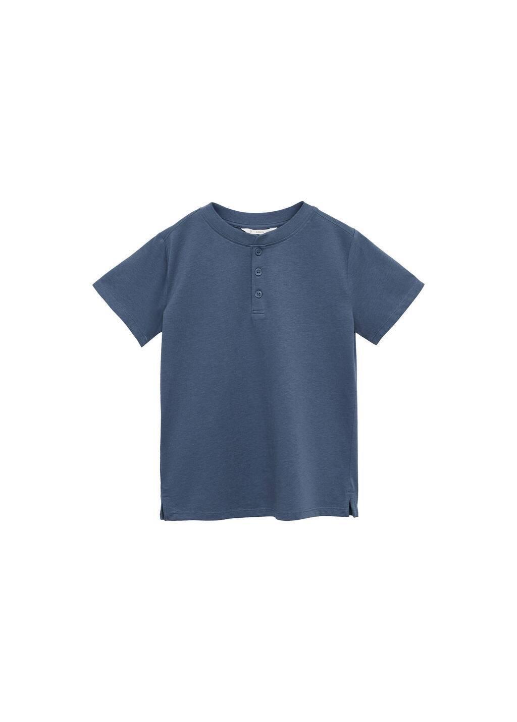MEDIUM BLUE Buttoned cotton T-shirt, Kids Boy, , large image number 3