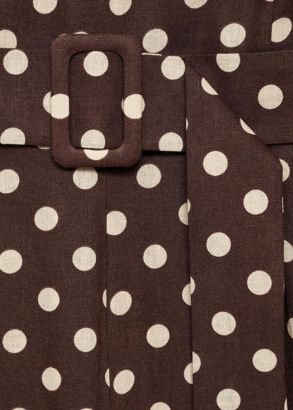 DARK BROWN Linen jumpsuit with polka-dots and belt, , large image number 6