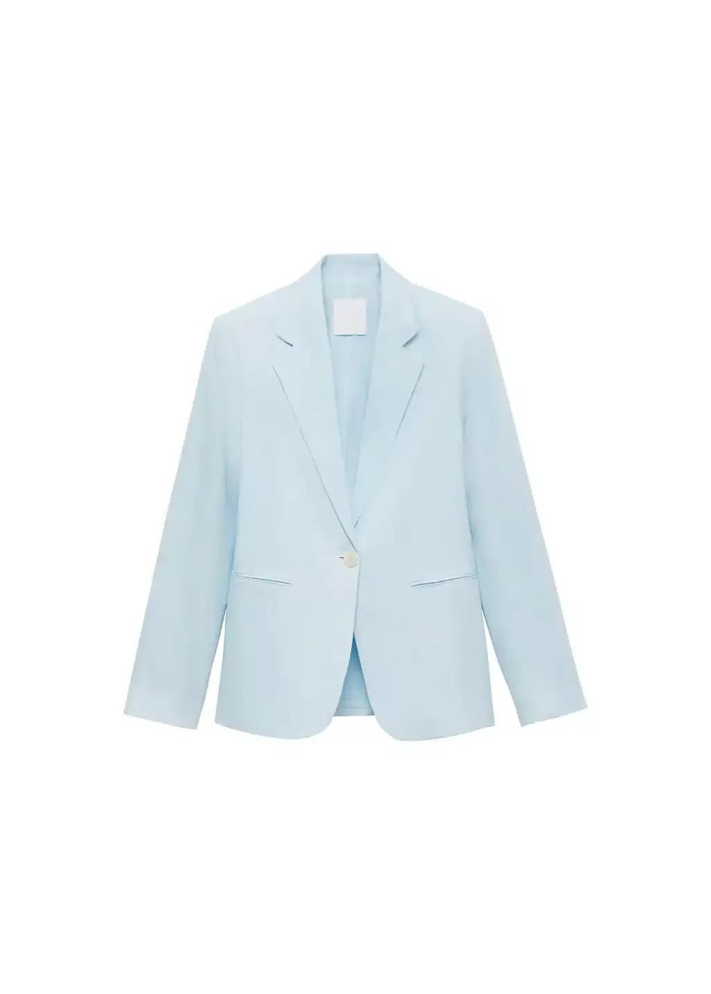 Blue Lt Pastel Linen Suit Jacket, , large image number 3