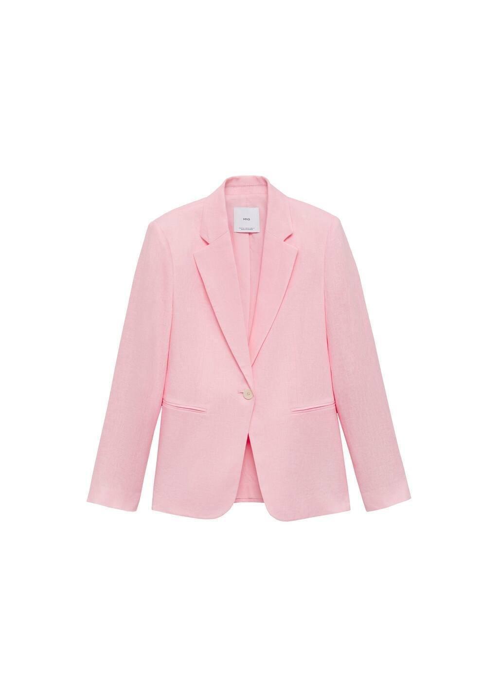 Pink Lt Pastel Linen Suit Jacket, , large image number 0