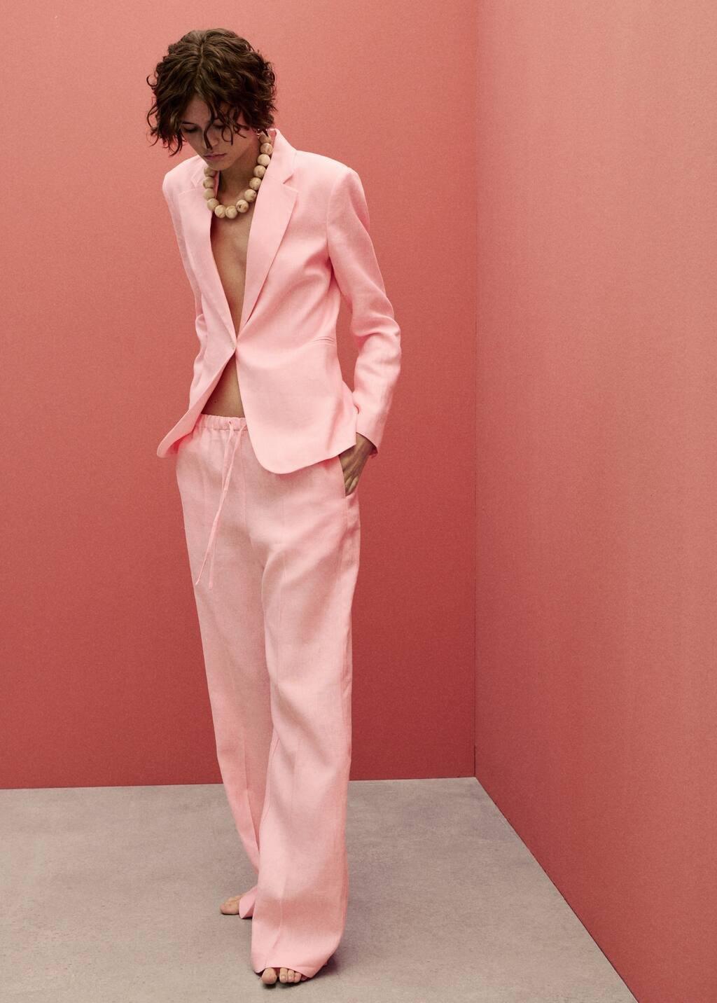 Pink Lt Pastel Linen Suit Jacket, , large image number 3