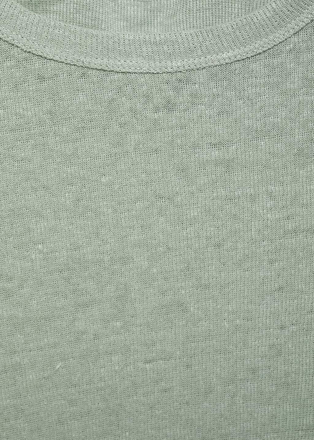 Green Fitted Linen T-Shirt, , large image number 2