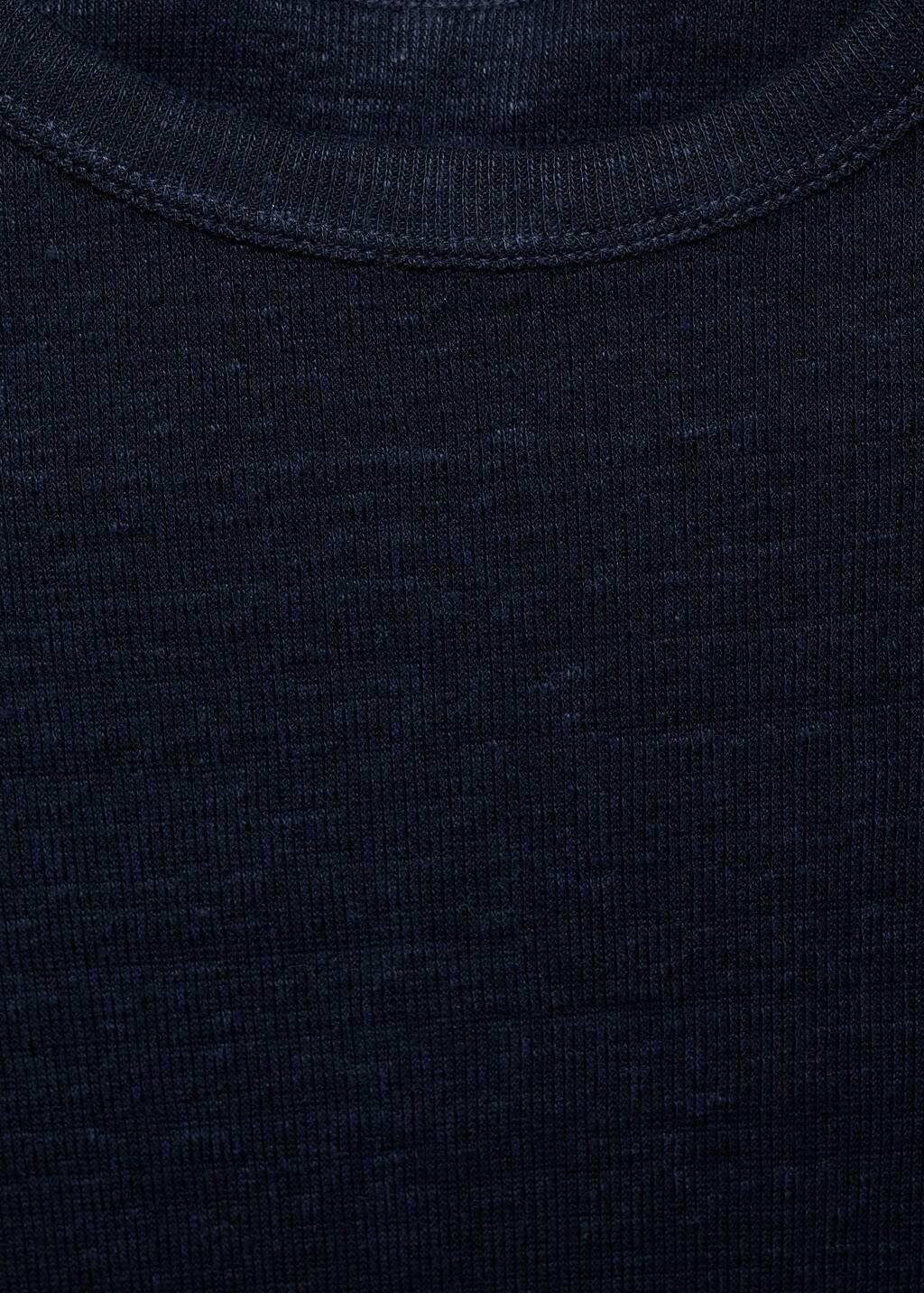 Navy Fitted Linen T-Shirt, , large image number 2