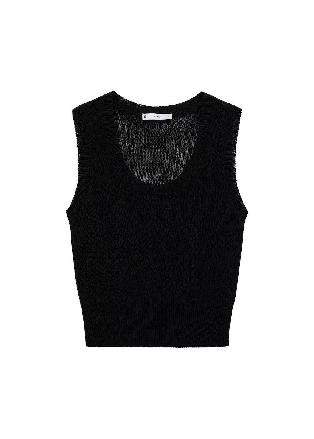 BLACK Low-neck knitted top, , large image number 3