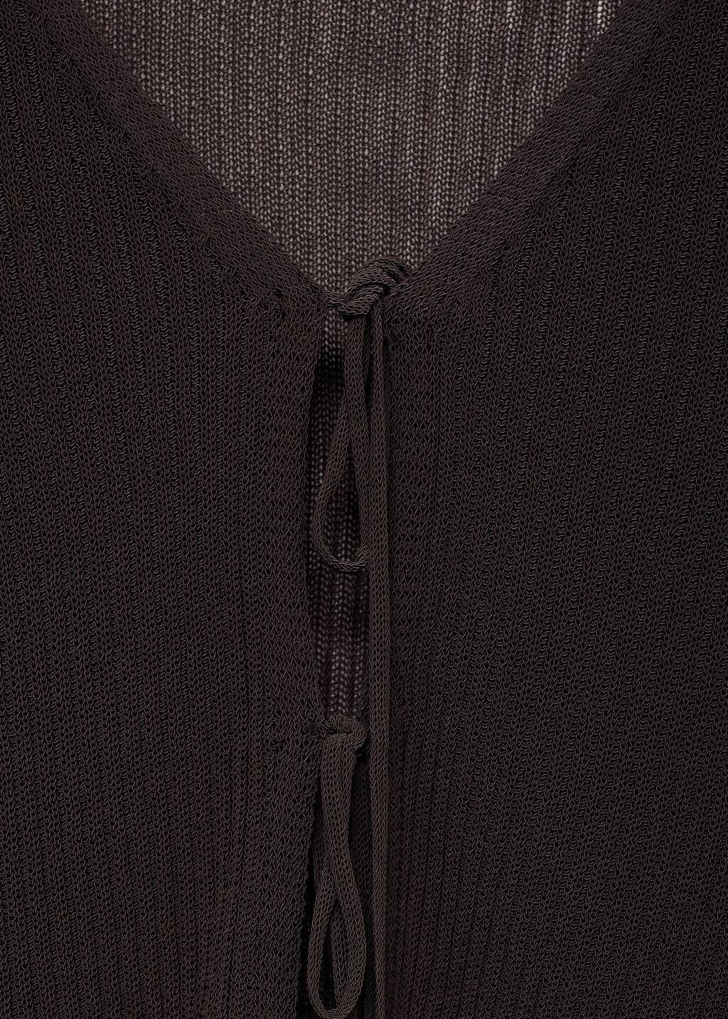 Brown Rib-Knit Cardigan With Bows, , large image number 2