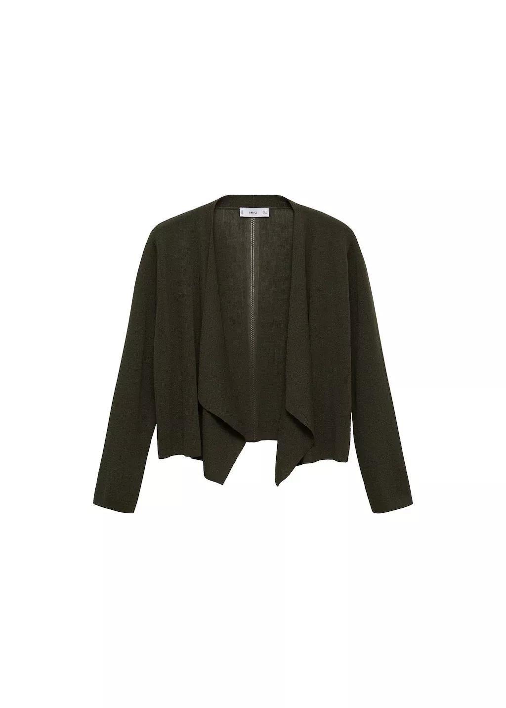 DARK GREEN Knitted cropped cardigan, , large image number 3