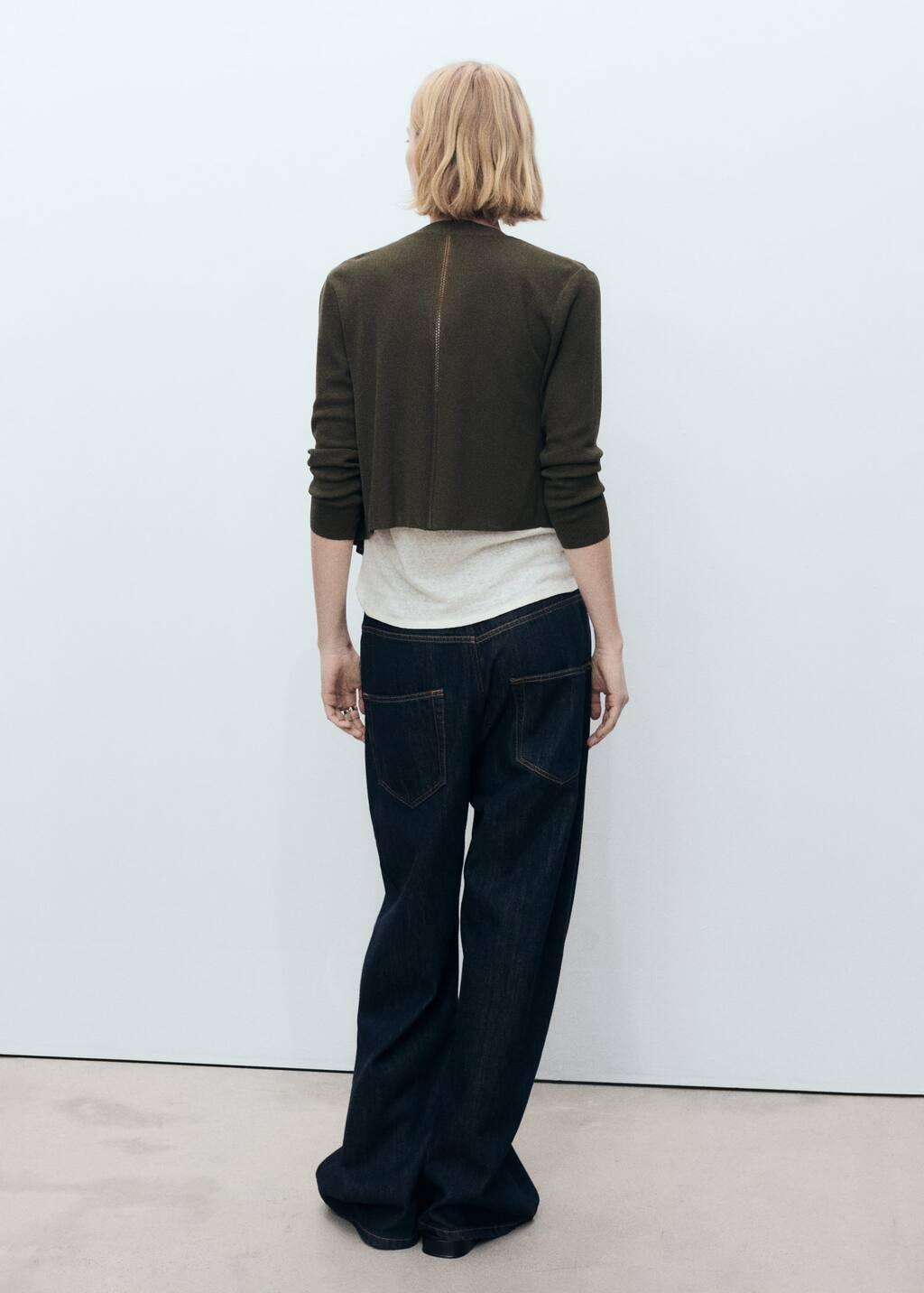 DARK GREEN Knitted cropped cardigan, , large image number 5