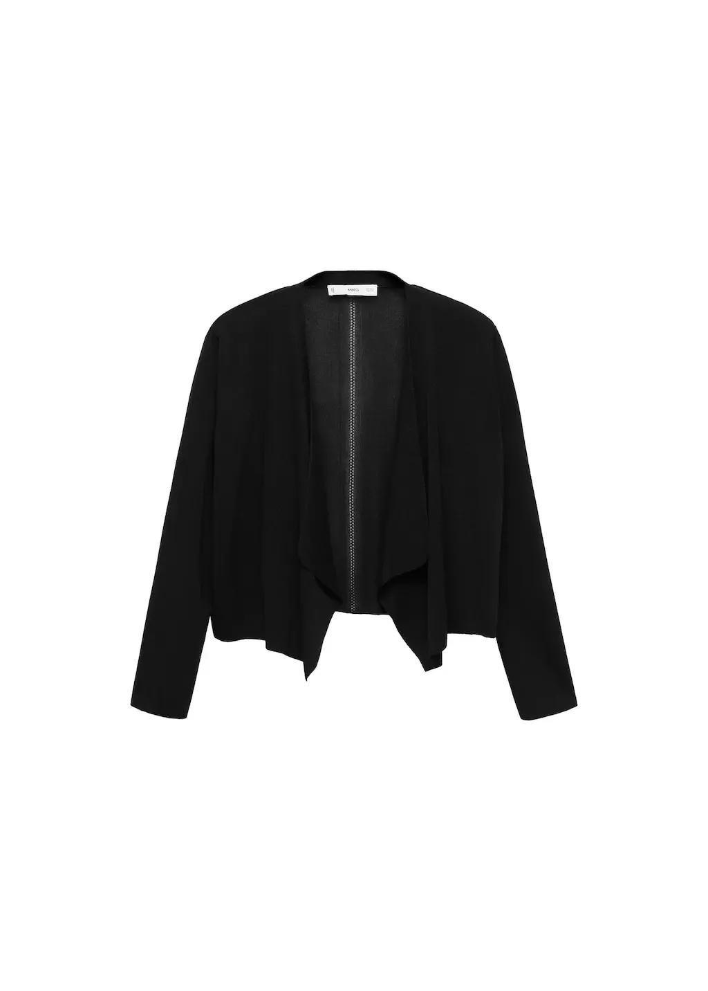 BLACK Knitted cropped cardigan, , large image number 3