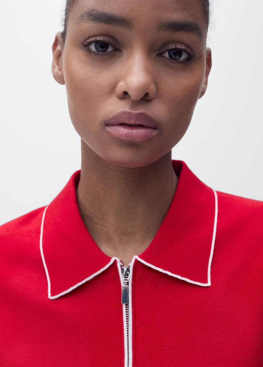 RED Polo-neck sweater with contrasting trims, , large image number 1