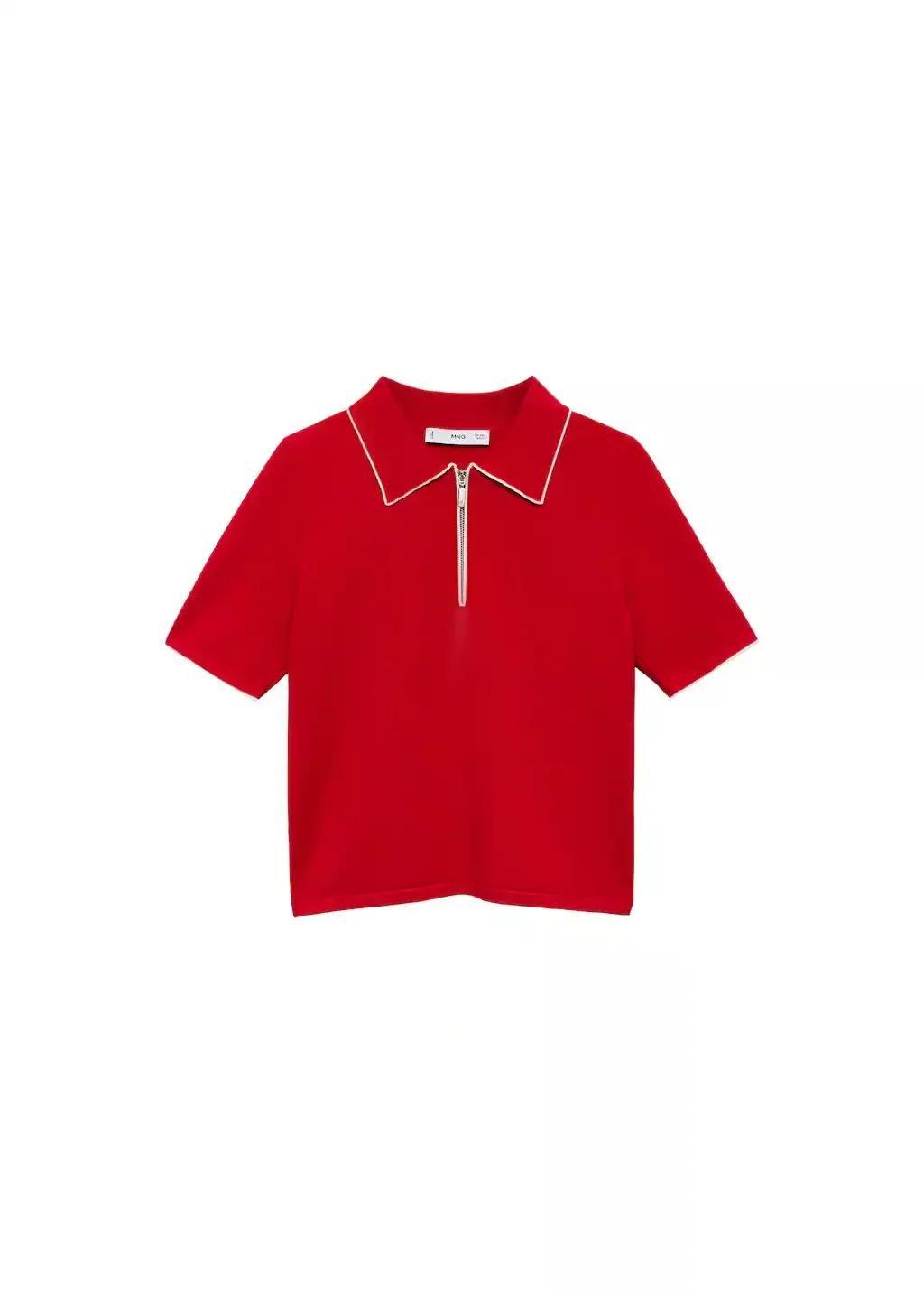 RED Polo-neck sweater with contrasting trims, , large image number 4