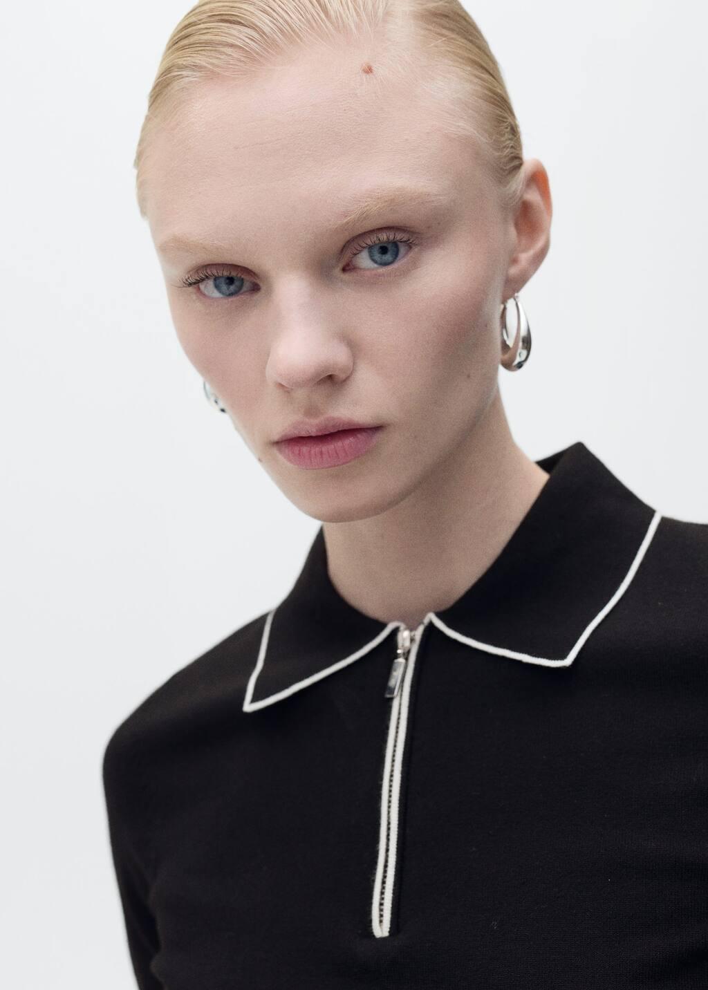 BLACK Polo-neck sweater with contrasting trims, , large image number 1