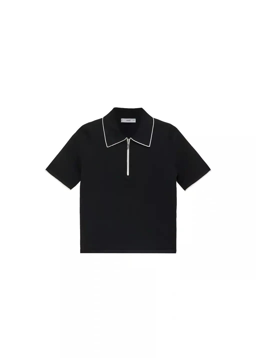 BLACK Polo-neck sweater with contrasting trims, , large image number 3