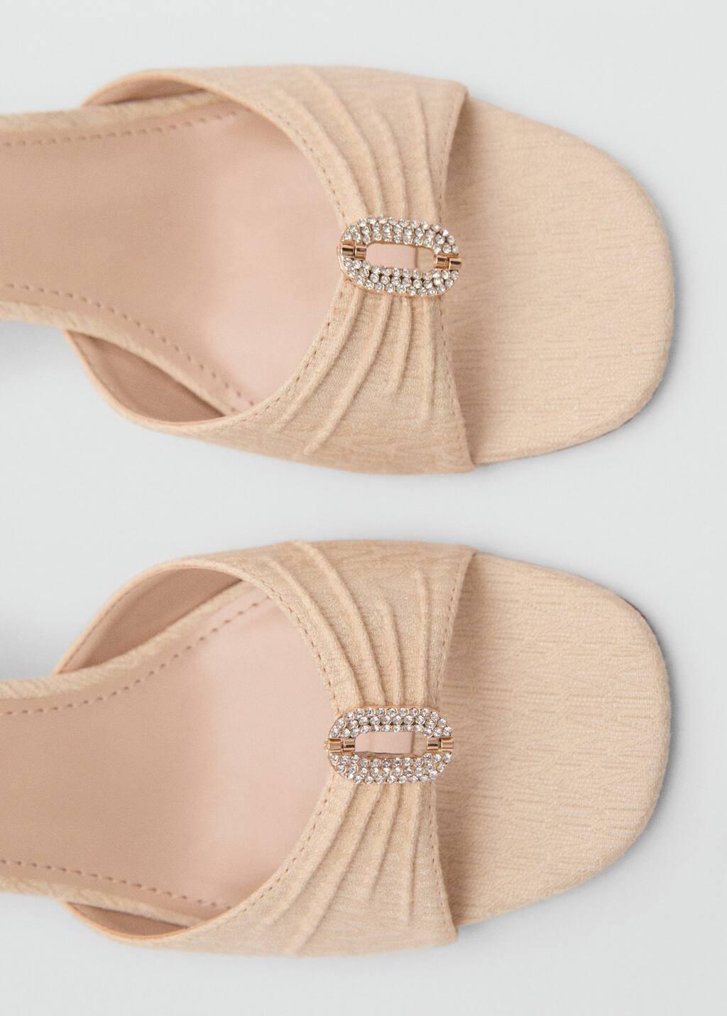 Beige Slingback Heeled Sandals With Shiny Detail, , large image number 1