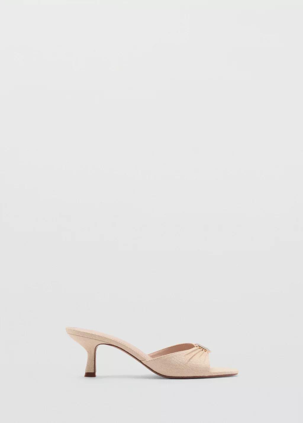 Beige Slingback Heeled Sandals With Shiny Detail, , large image number 4
